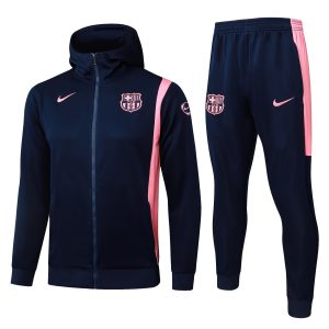 Conjunto Completo Chaqueta Con Capucha Barcelona 2025 2026 Azul Marino Rosa