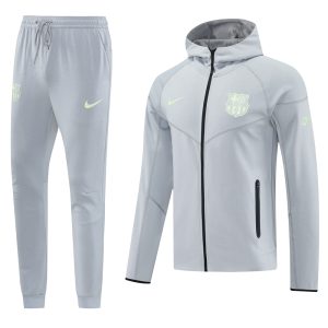 Conjunto Completo Chaqueta Con Capucha Barcelona 2025 2026 Gris Claro